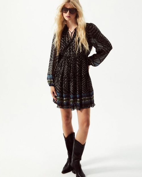 Vestido Sfera casual estampado manga larga para mujer