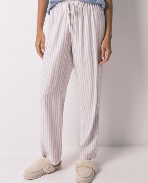 Pantalón de pijama Women Secret rayado de cintura alta para mujer