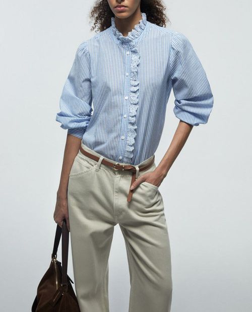 Blusa Sfera casual rayada manga larga para mujer
