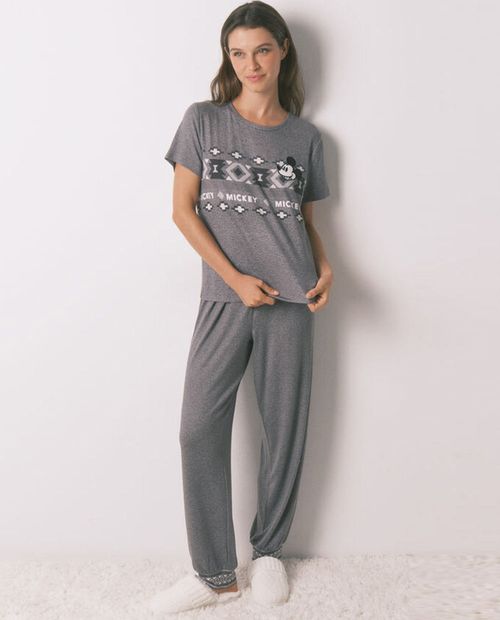 Pijama con pantalón Women Secret estampada de Mickey Mouse para mujer