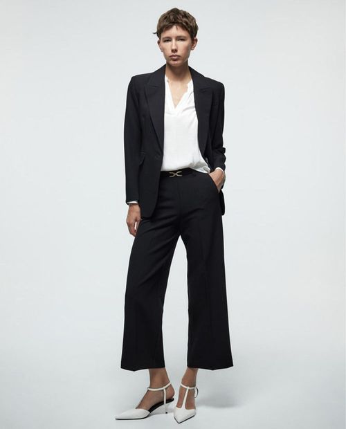 Pantalón Sfera culotte negro de cintura alta para mujer