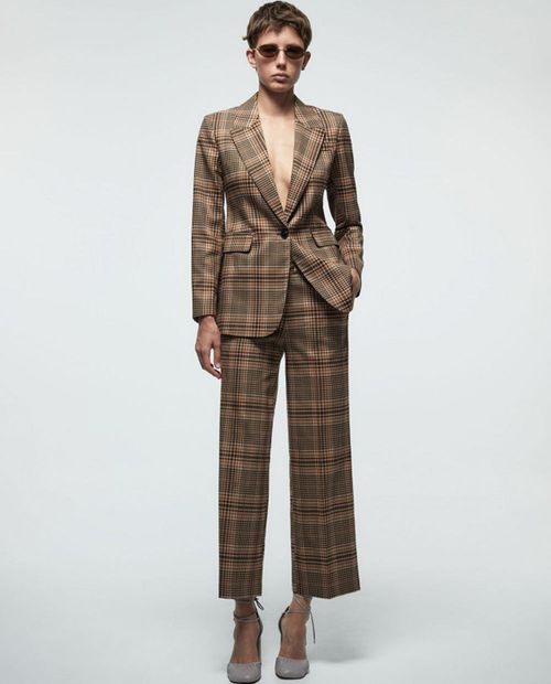 Pantalón Sfera culotte con cuadriculado de cintura alta para mujer