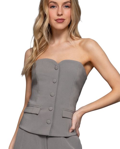 Blusa Active Basic off shoulder gris strapless para mujer
