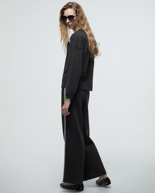 Pantalón Sfera wide leg gris de cintura alta para mujer