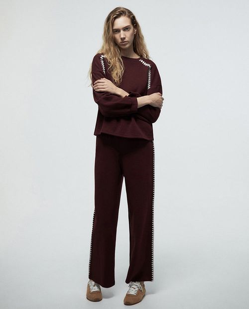 Pantalón Sfera wide leg rojo de cintura alta para mujer