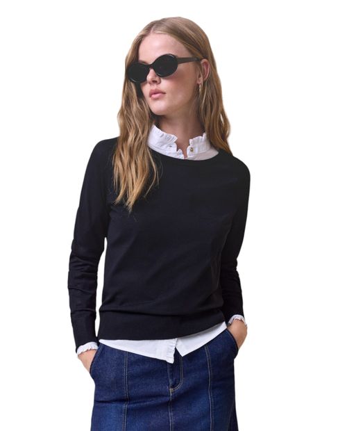 Suéter Easy Wear pull over negro para mujer