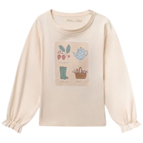Camiseta ivory con estampado para niña