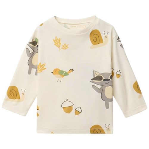 Camiseta beige con estampado de animalitos para bebé niño