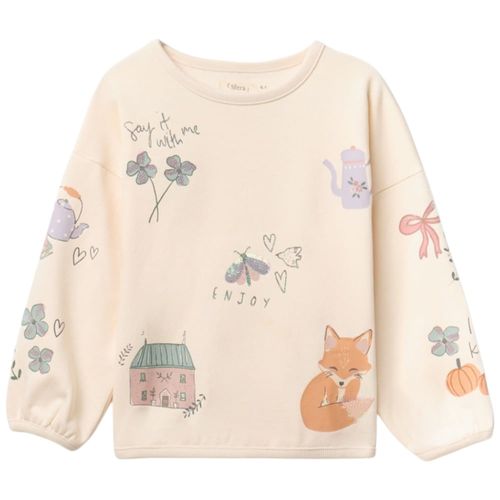 Suéter beige con estampado para niña