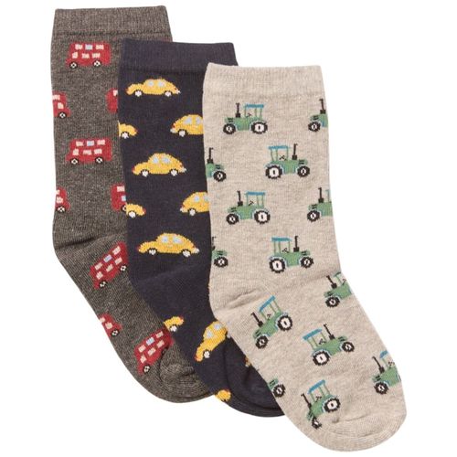 Set de 3 pares de calcetines con estampado de vehículos para niño