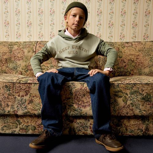 Suéter hooded bicolor sólido para niño