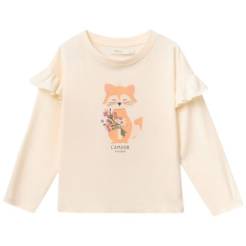 Camiseta beige con estampado para niña