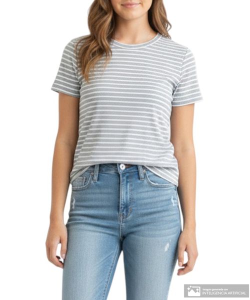 Blusa Orange casual rayada manga corta para mujer