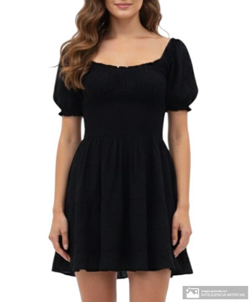 Vestido Orange casual negro manga corta para mujer