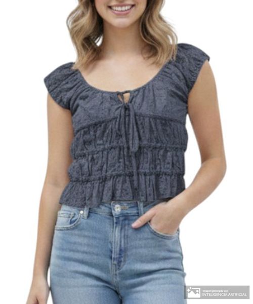 Blusa Orange peplum gris manga corta para mujer