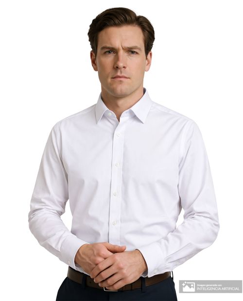 Camisa formal Nautica regular fit blanca sólida para hombre