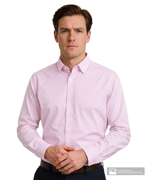 Camisa formal Nautica regular fit rosada sólida para hombre