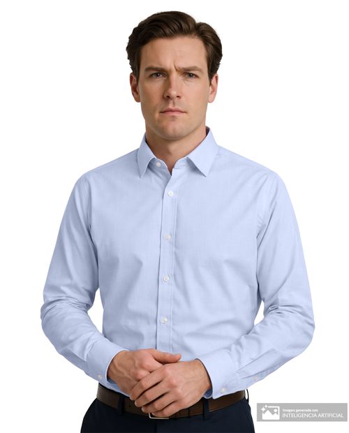Camisa formal Nautica regular fit celeste rayada para hombre