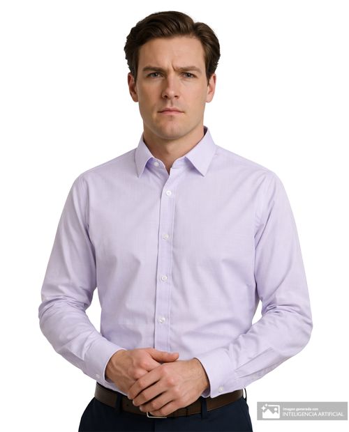 Camisa formal Nautica regular fit morado lila heather para hombre