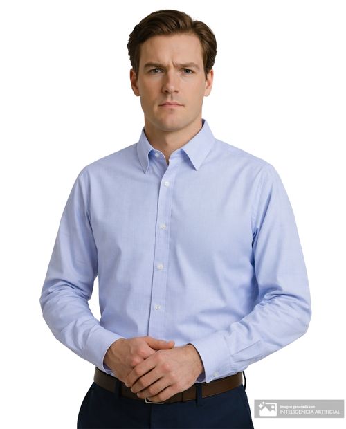 Camisa formal Nautica regular fit celeste heather texturizada para hombre