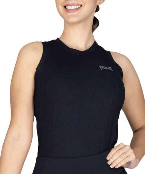 Camiseta deportiva Everlast ribbed negra para mujer