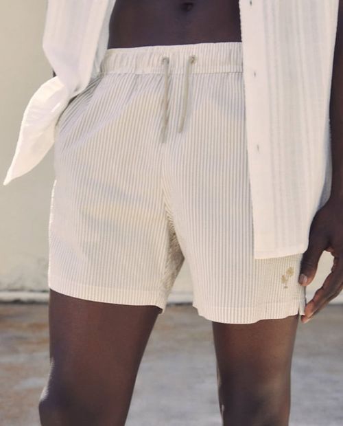 Calzoneta de baño Sfera con rayas beige para hombre