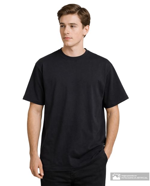 Camiseta básica Denim & Flower negra heather para hombre