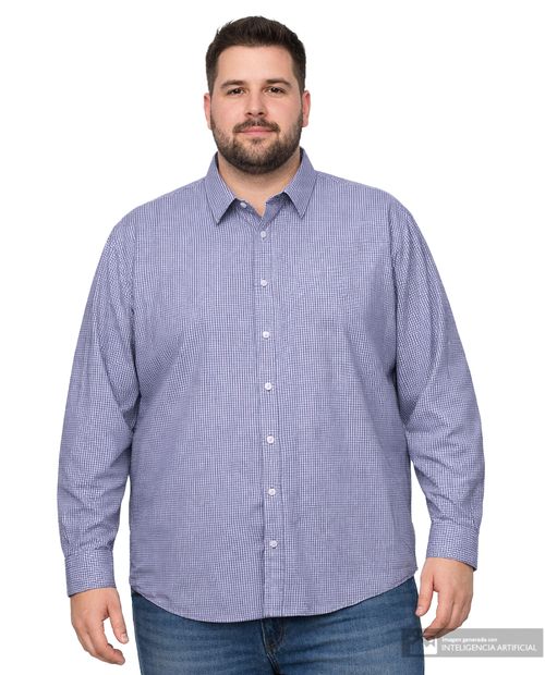 Camisa casual Gents azul navy cuadriculada para hombre