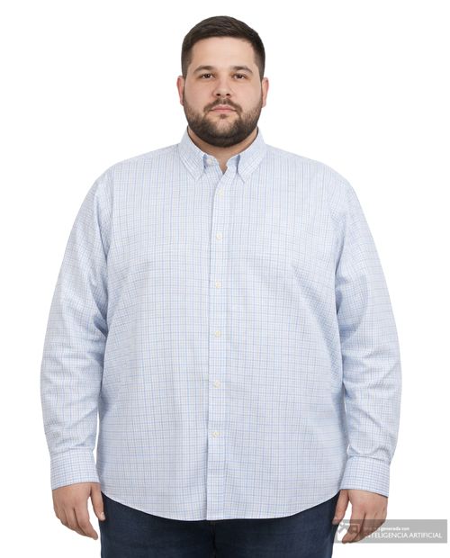 Camisa casual Gents celeste cuadriculada para hombre