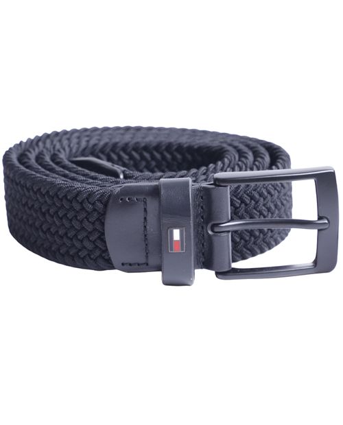 Cinturón Tommy Hilfiger negro tejido para hombre