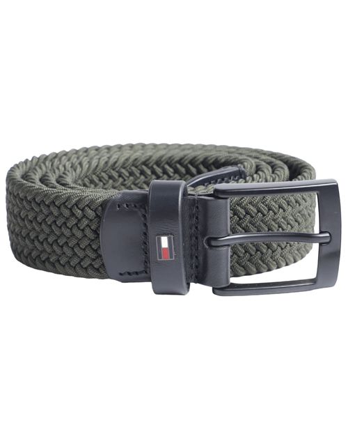 Cinturón Tommy Hilfiger verde olivo tejido para hombre