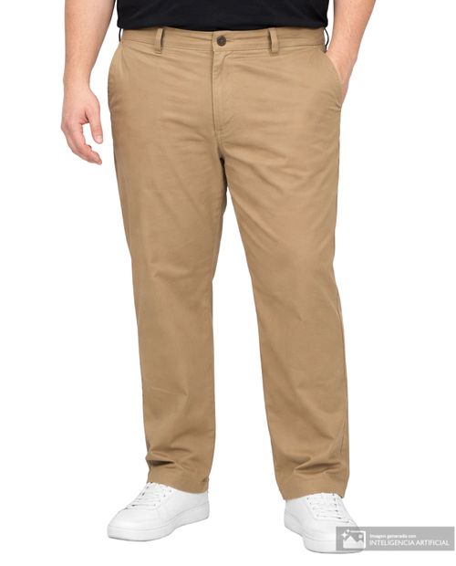 Pantalón chino Gents regular fit khaki sólido para hombre