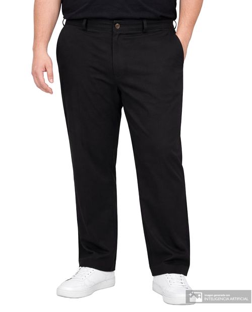 Pantalón chino Gents regular fit negro sólido para hombre