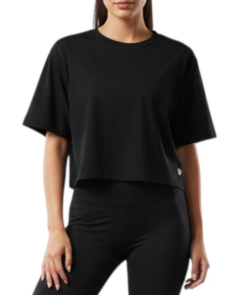 Camiseta deportiva Teammate negra sólida para mujer