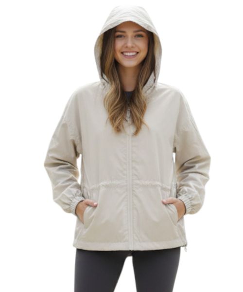 Chaqueta deportiva Teammate beige sólida para mujer