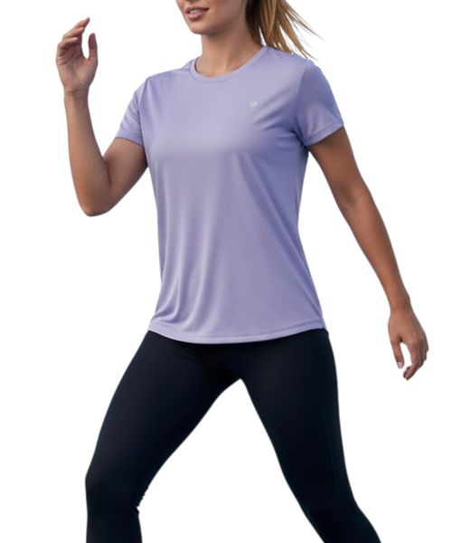 Camiseta deportiva Boomerang morada con textura para mujer