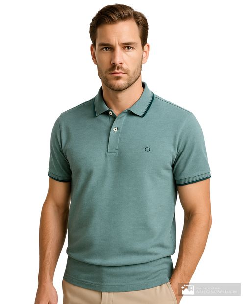 Camisa polo Oscar de la Renta classic fit verde texturizada para hombre