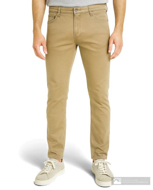 Pantalón casual Carven classic fit khaki sólido para hombre
