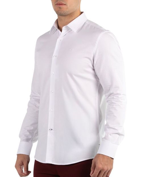 Camisa casual Oscar de la Renta classic fit blanca sólida para hombre