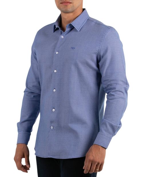 Camisa casual Oscar de la Renta regular fit azul texturizada para hombre