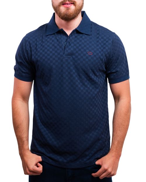 Camisa polo Oscar de la Renta azul cuadriculada para hombre