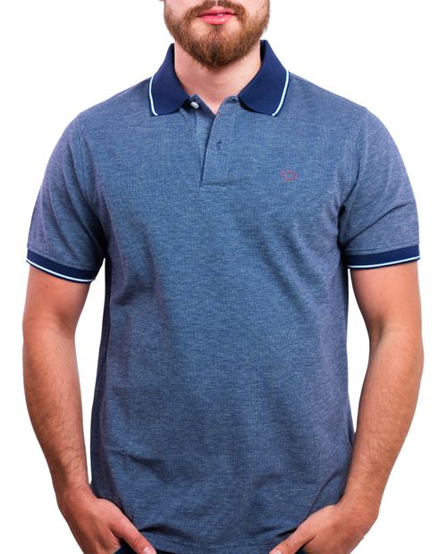 Camisa polo Oscar de la Renta azul heather texturizada para hombre