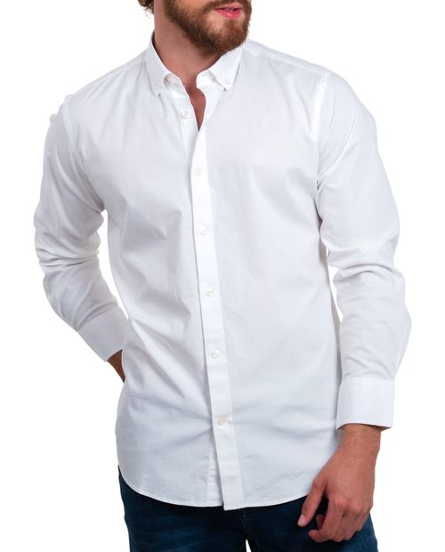 Camisa casual Oscar de la Renta classic fit blanca sólida para hombre
