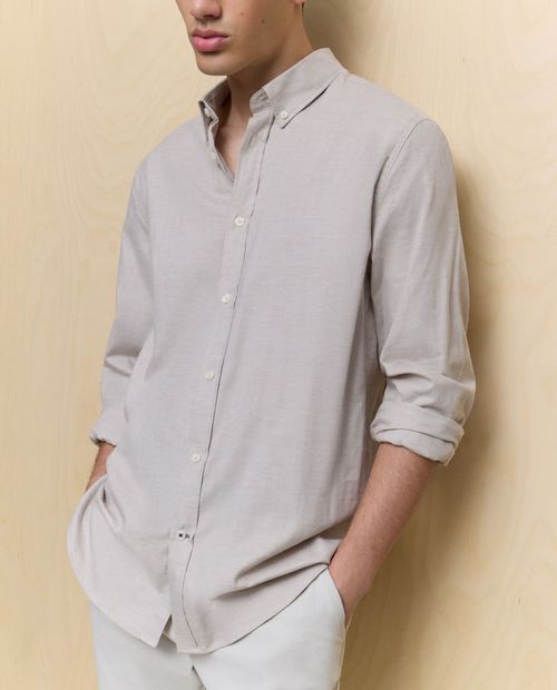 Camisa casual Easy Wear regular fit beige heather para hombre