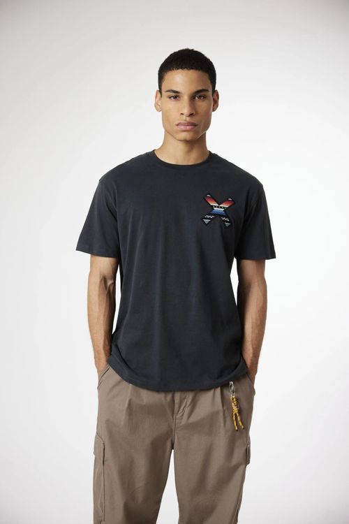 Camiseta Blue Banana regular fit negra bordada para hombre