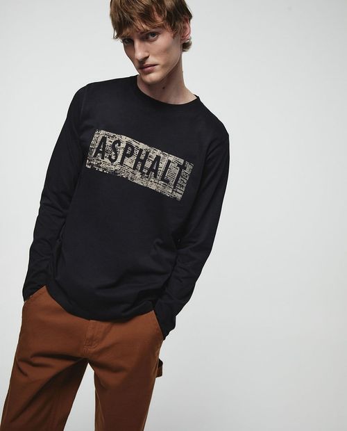 Camiseta Sfera negra con estampado "Asphalt" para hombre