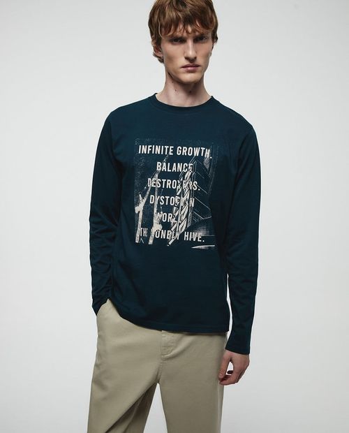 Camiseta Sfera verde con estampado "Infinite Growth" para hombre
