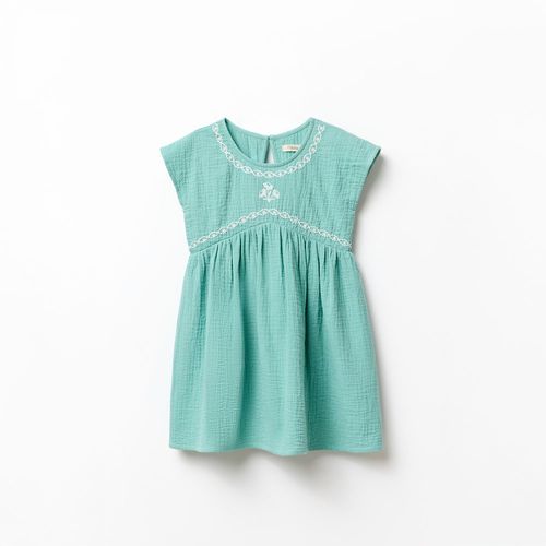 Vestido verde sólido para niña