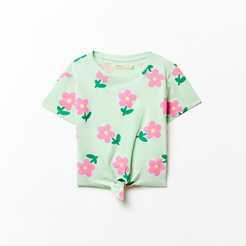 Camiseta verde estampada para niña