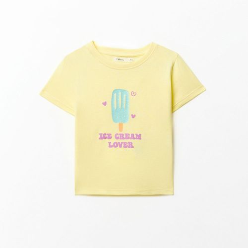 Camiseta amarilla estampada para niña